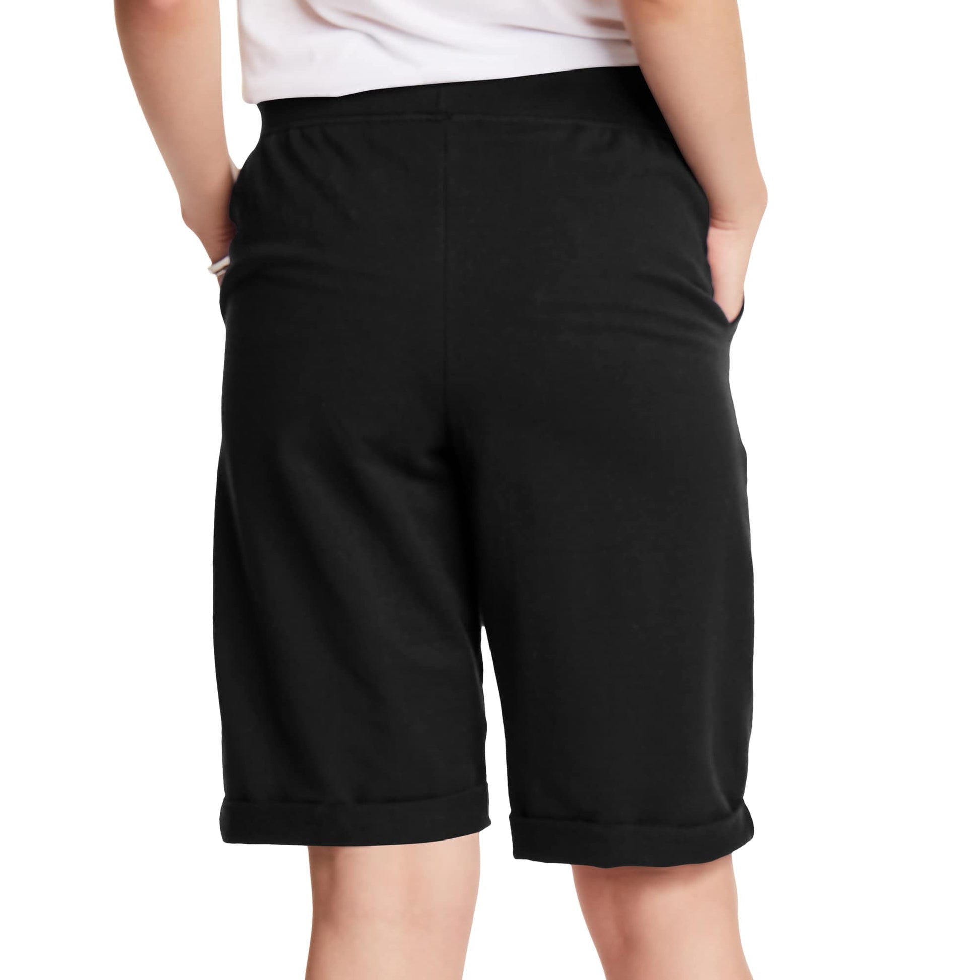 Hanes Women's French Terry Bermuda Short, Black, X-Large Hanes