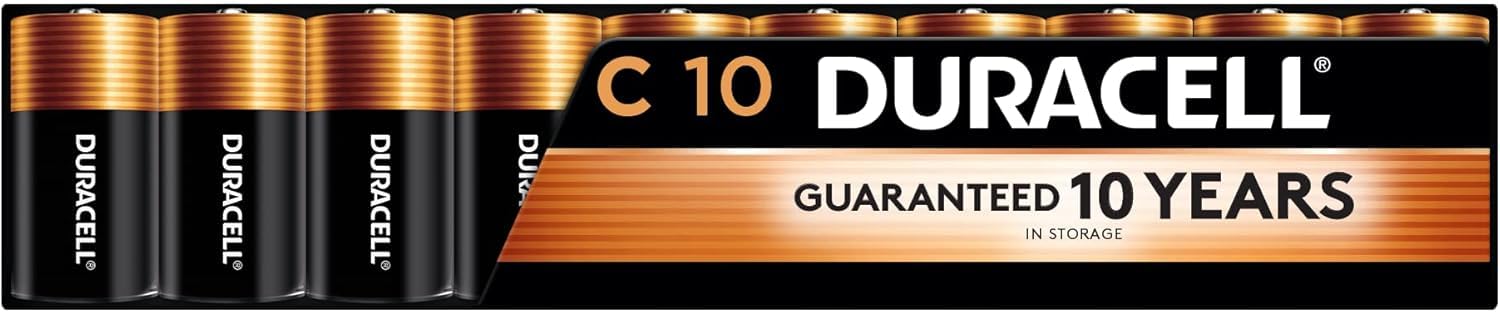 Duracell Coppertop C Batteries, 10 Count (Pack of 1), C Battery with Long-Lasting Power, All-Purpose Alkaline Battery for Household and Office Devices - Available at All In One Marketplace Canada