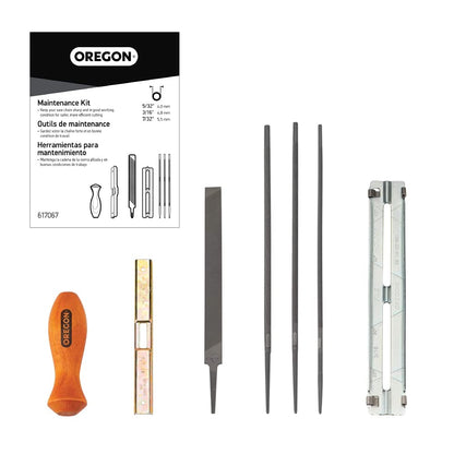 Oregon Universal Chainsaw Field Sharpening Kit - Includes 5/32-inch, 3/16-inch, and 7/32-inch Round Files, Flat File, Handle, Filing Guide, and Pouch Oregon