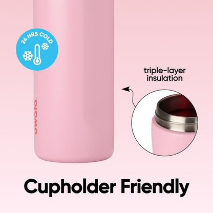 Owala FreeSip Insulated Stainless Steel Water Bottle with Straw for Sports and Travel, BPA-Free Sports Water Bottle, 32 oz, Pink, Angel Food Cake