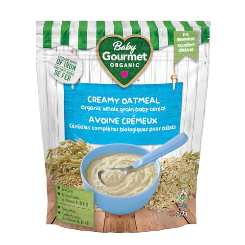 Baby Gourmet Organic Creamy Oatmeal Cereal, Stage 1, 6-Pack (227g Each) | Clean Label Certified | Made in Canada | Iron-Fortified, Sugar-Free, Organic