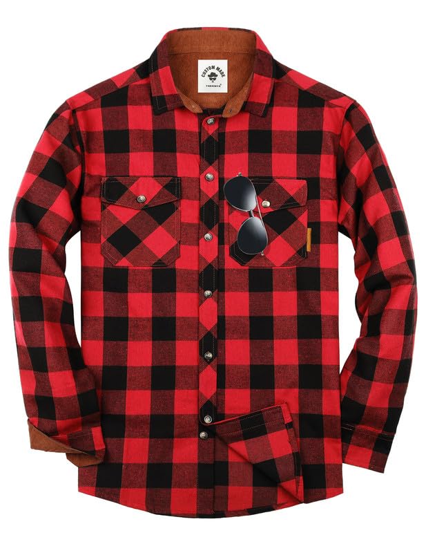 TARAINYA Men's Flannel Plaid Button Down Long Sleeve Shirt with Pockets 🍁 All In One Marketplace Canada