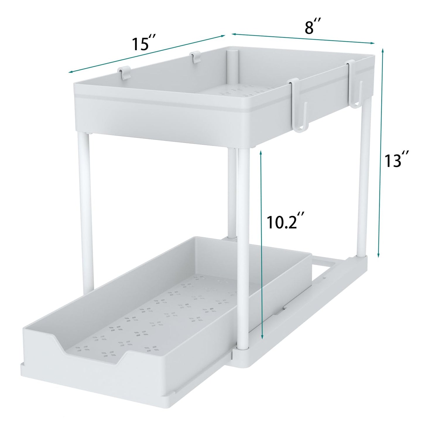 DEKAVA Under Sink Organizer 2 Pack, Bathroom Organizes, 2 Tier Sliding Cabinet Basket Organizer Drawer, Multi-Purpose Bath Collection Baskets for Bathroom (White)