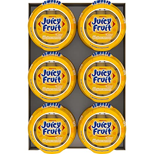 Juicy Fruit Chewing Gum - Fruit Flavored, 60 Pieces, 6 Bottles