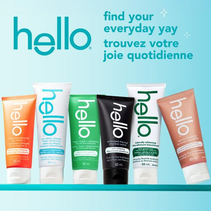 Hello Goodbye Plaque Whitening Toothpaste, Fluoride Free, Vegan & SLS Free, Natural Peppermint with Tea Tree & Coconut Oil, 98ml, Pack of 3, Amazon Exclusive 🍁 All In One Marketplace Canada