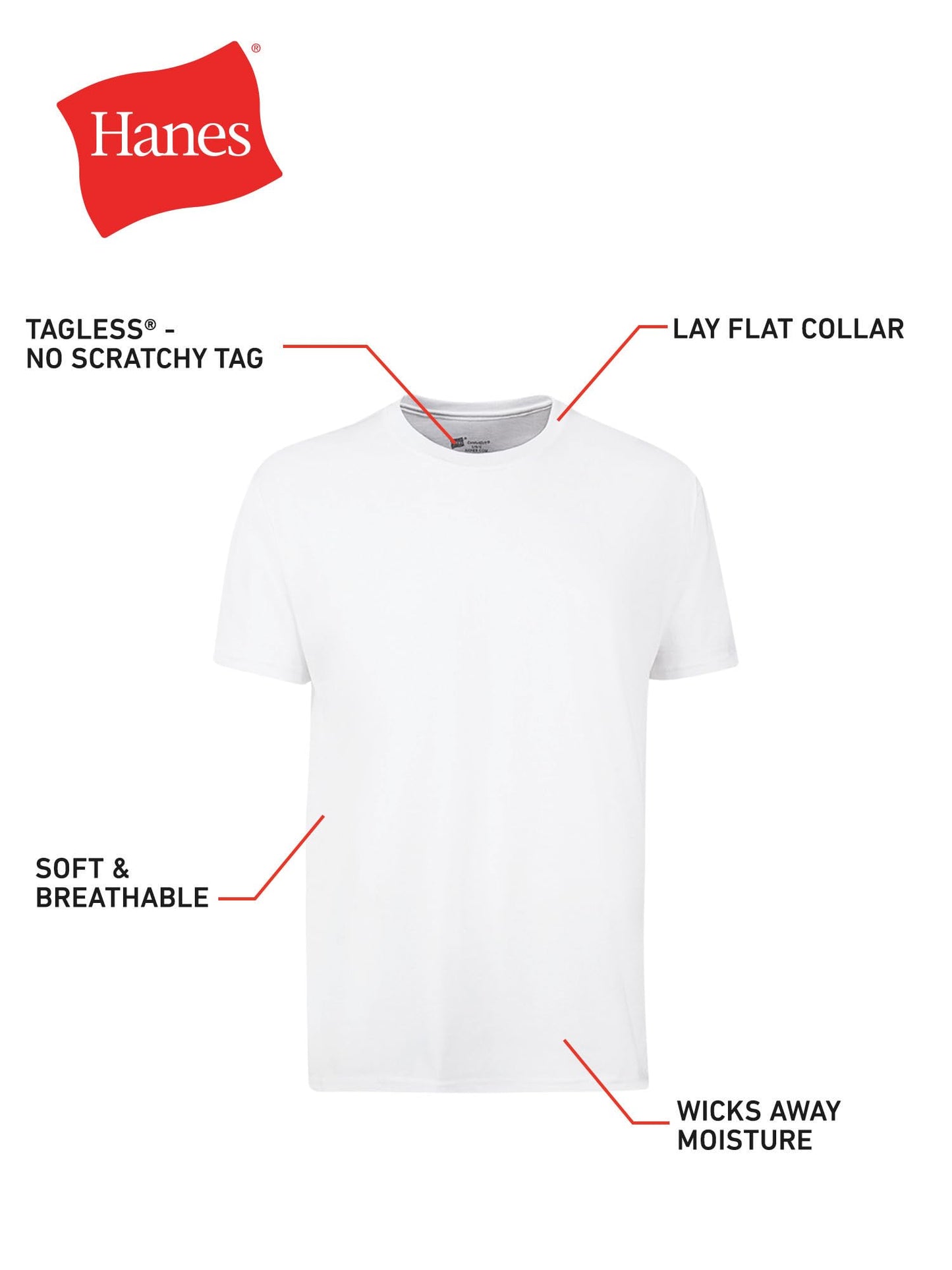 Hanes Mens ComfortSoft 4 Pack Cotton Crewneck T-Shirt. Undershirts, White, Small US