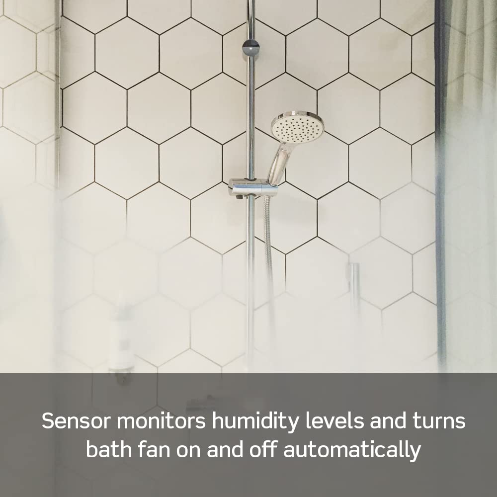 Leviton Humidity Sensor Switch for Bathroom Exhaust Fan, automate Ventilation, air Circulation, Moisture Control, ¼ HP, Single Pole, DHS05-1LW, White Leviton