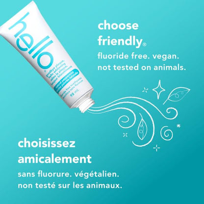 Hello Goodbye Plaque Whitening Toothpaste, Fluoride Free, Vegan & SLS Free, Natural Peppermint with Tea Tree & Coconut Oil, 98ml, Pack of 3, Amazon Exclusive 🍁 All In One Marketplace Canada