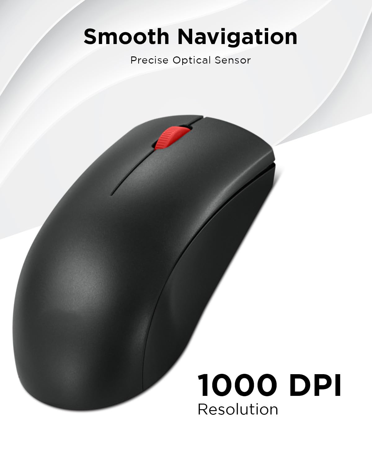 Lenovo Wireless Mouse (WL150) - 2.4G Nano USB-A Two-Handed Ergonomic Mouse - 3 Million Clicks, 1000DPI - Portable Compact Wireless Design - Computer and Laptop Accessories