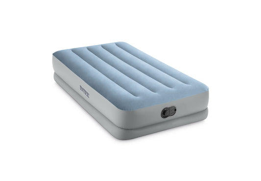 INTEX 64157E Dura-Beam Plus Mid-Rise Air Mattress: Fiber-Tech – Twin Size – Built-in USB Electric Pump – 14in Bed Height – 300lb Weight Capacity - Available at All In One Marketplace Canada