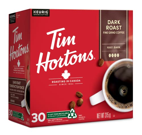 Tim Hortons Dark Roast Coffee K-Cup Pods, 30 Single Serve Capsules