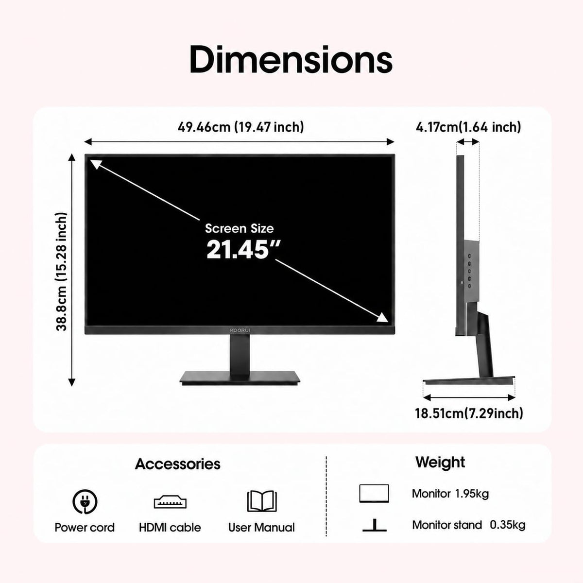 KOORUI 22 Inch Computer Monitor, FHD 1080P VA Desktop Display, 120HZ Ultra Thin Bezel/Eye Care/Ergonomic Tilt, HDMI VGA Ports LED Monitor for PC, VESA Mounting