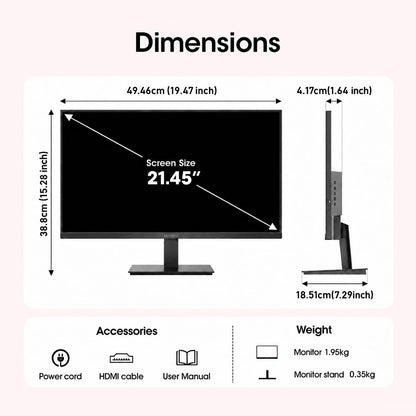 KOORUI 22 Inch Computer Monitor, FHD 1080P VA Desktop Display, 120HZ Ultra Thin Bezel/Eye Care/Ergonomic Tilt, HDMI VGA Ports LED Monitor for PC, VESA Mounting