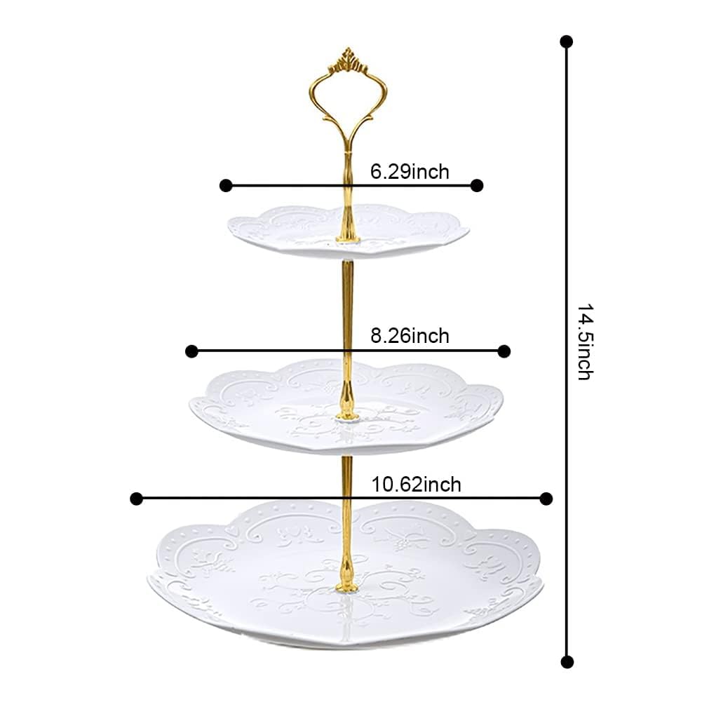 PowerKing 3 Tier Cupcake Stand Cake Stand - Plastic Tiered Serving Tray for Desserts, Candy, and Treats - Perfect for Wedding, Birthday, Tea Party (Round, 2 Pack) 🍁 All In One Marketplace Canada