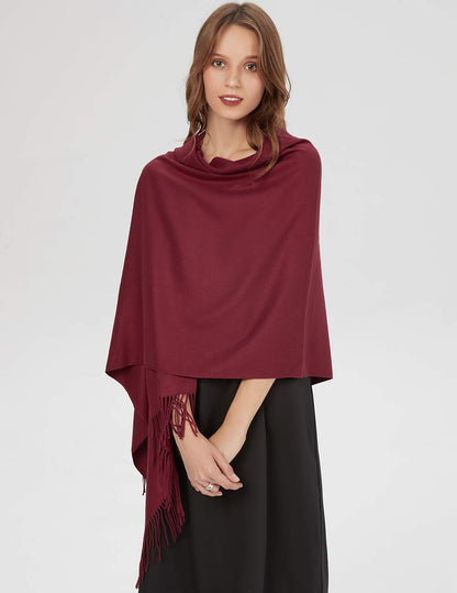 MaaMgic Women's Large Soft Feel Pashmina Shawls Wraps Light Winter Scarf,Burgundy 🍁 All In One Marketplace Canada