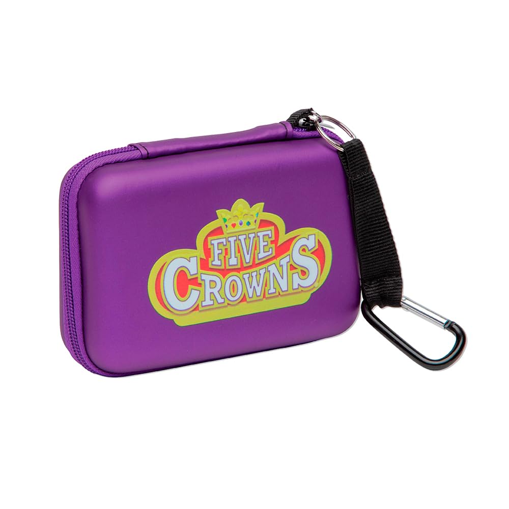 Five Crowns Travel Case – Bilingual Card Game with Soft Case and Clip, 5-Suited Rummy-Style Game for Families and Kids, 1–7 Players, Ages 8+