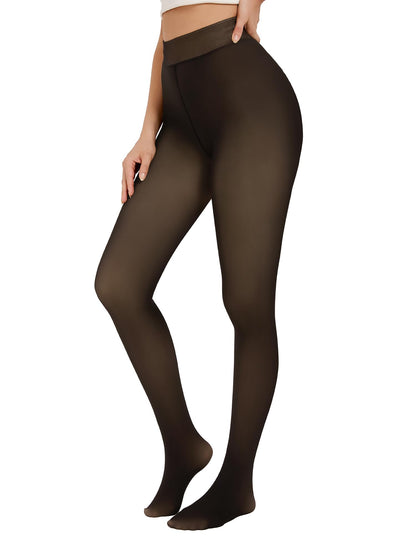 QOMEWA Plus Size Women's Fleece Lined Tights, Black Translucent Tights 🍁 All In One Marketplace Canada