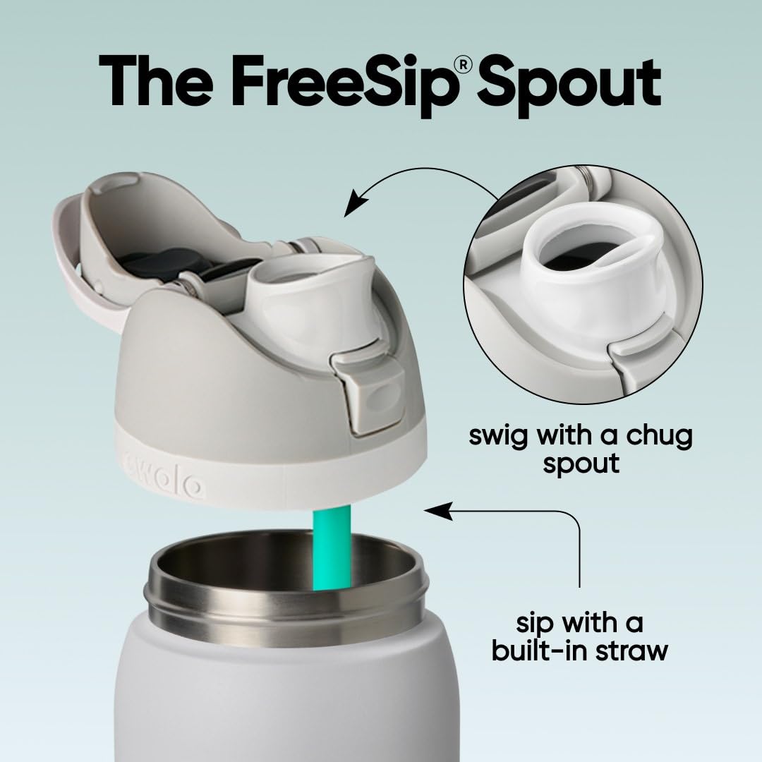 Bouteille d'eau isolée en acier inoxydable Owala FreeSip avec paille pour le sport et les voyages, sans BPA, 1,2 L, Foggy Tide