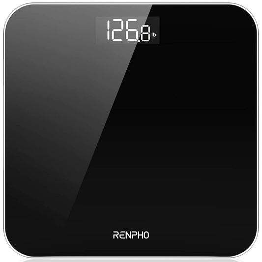 RENPHO Scale for Body Weight, Bathroom Weighing Scale with Backlit LED Display, Highly Accurate & Measures Weight up to 400 lb/180kg, Black-Core 1S (Black)