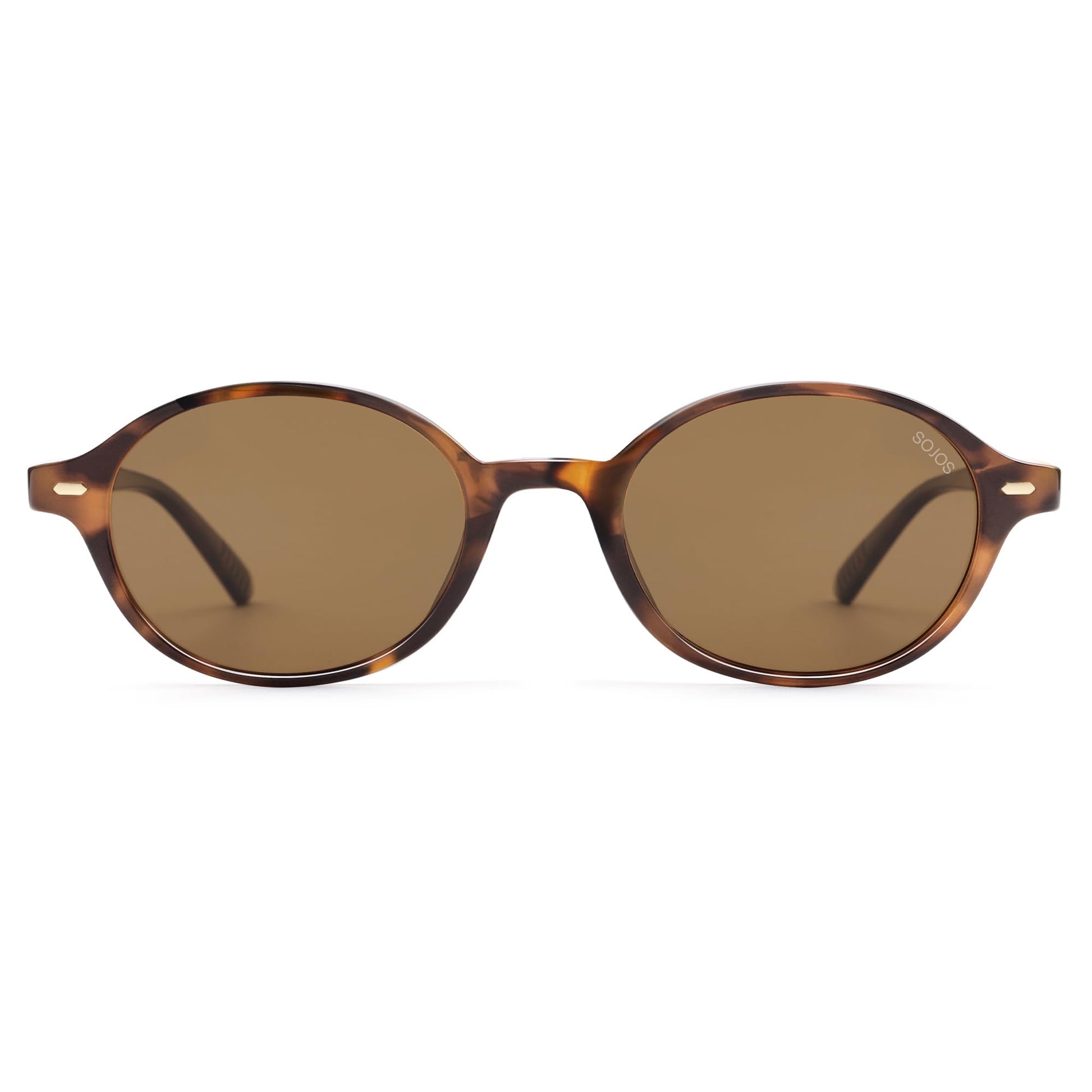 SOJOS Retro Oval Round Polarized Sunglasses Womens Mens, Small Chic Vintage Trendy Sunnies SJ2611, Brown tortoise/Brown - Available at All In One Marketplace Canada