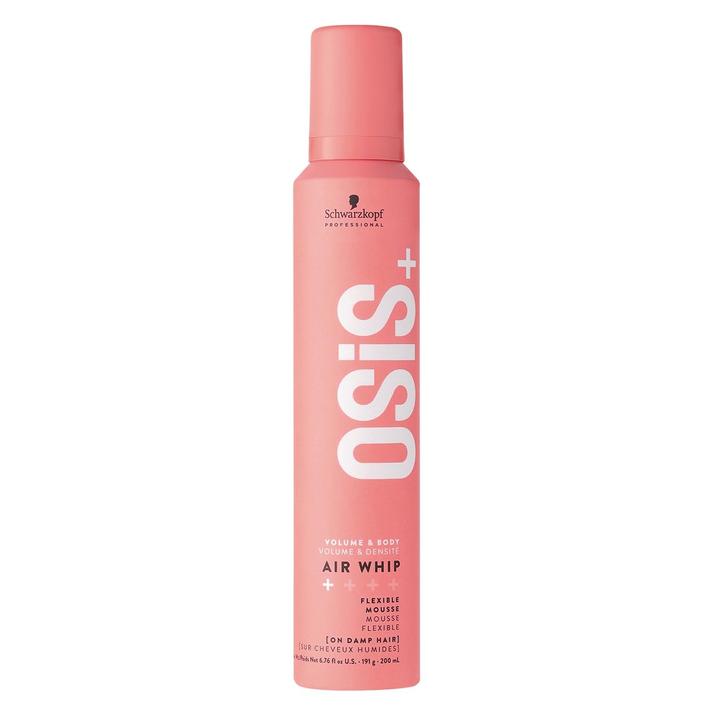 Schwarzkopf Professional OSiS+ Airwhip Flexible Volume Mousse | Non-Crunchy, Light to Medium Hold | Hair Volume & Body | Heat Protection up to 250°C/450°F| For All Hair Types, 200mL - Available at All In One Marketplace Canada