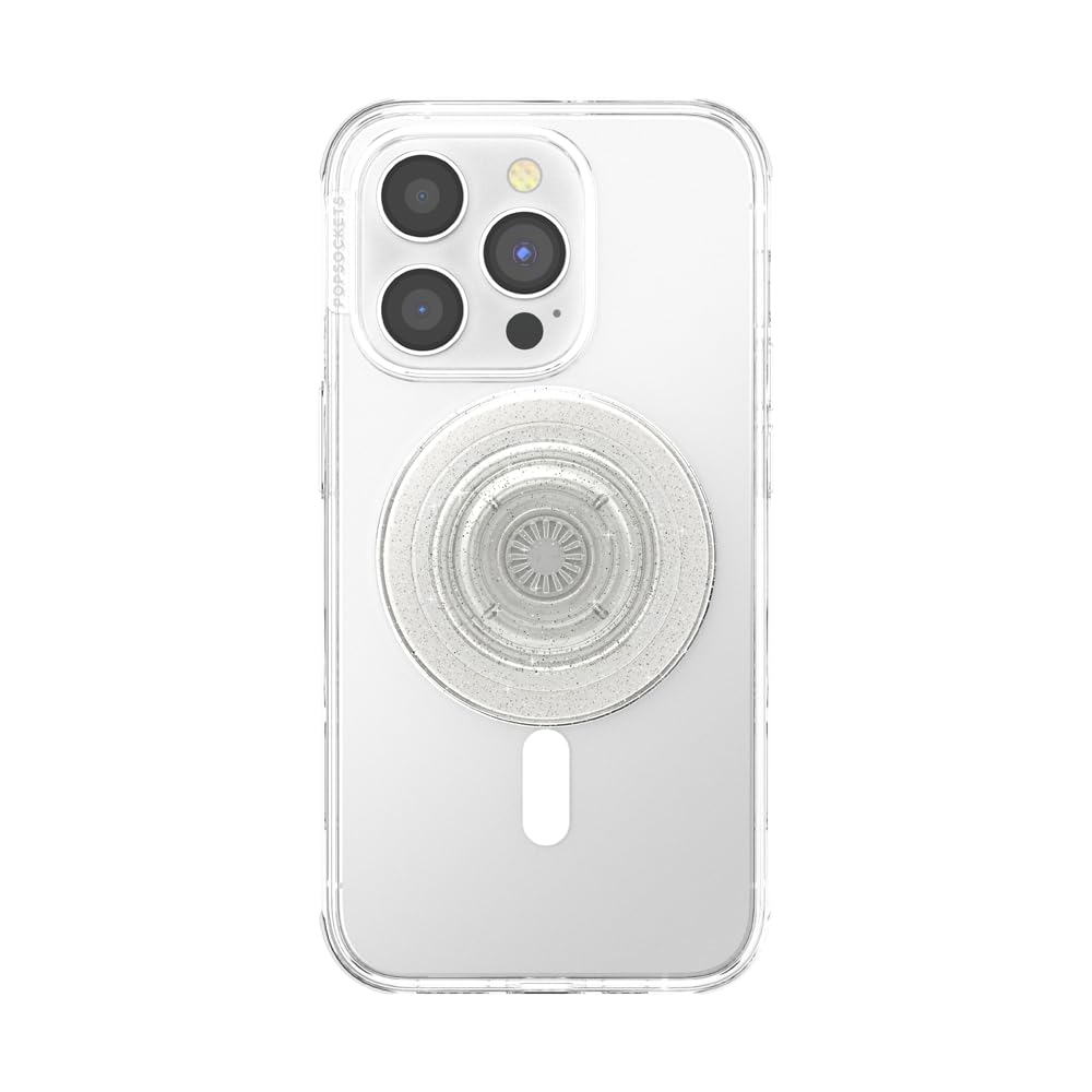 PopSockets Phone Grip for MagSafe, Magnetic Holder- Clear Glitter