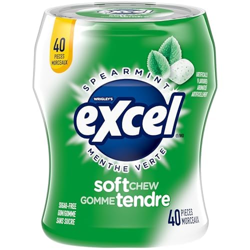 EXCEL, Spearmint Flavoured Sugar Free Soft Chew Gum, 40 Pieces, 6 Bottles