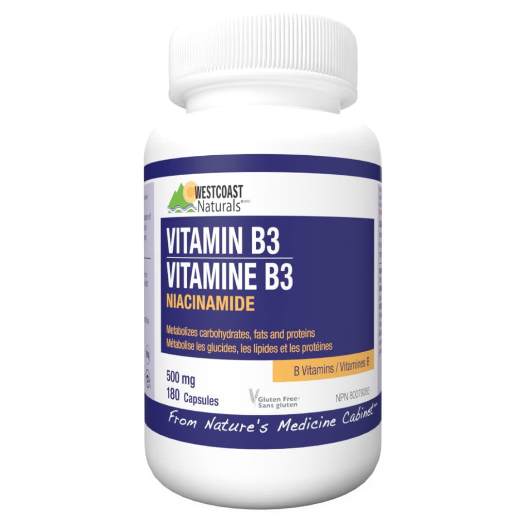 WESTCOAST NATURALS Niacinamide Vitamin B3 180 count - Available at All In One Marketplace Canada