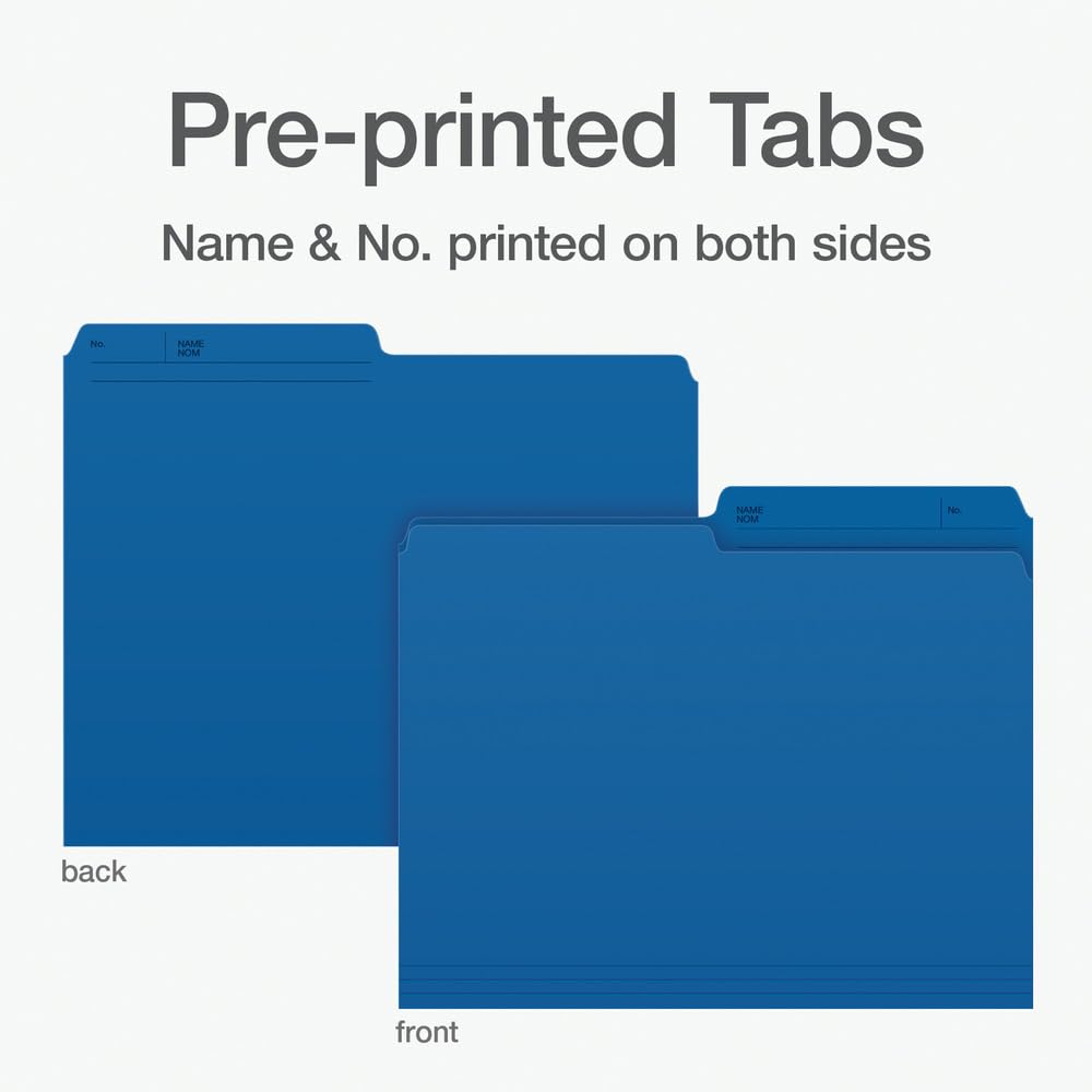 Pendaflex File Folders, Blue Colour File Organizers, 1/2 Cut Tab, Letter Size, Durable Paper Stock, 100/Box, Ideal for Office, Home, and School Filing Needs Pendaflex