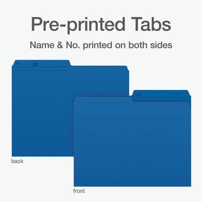 Pendaflex File Folders, Blue Colour File Organizers, 1/2 Cut Tab, Letter Size, Durable Paper Stock, 100/Box, Ideal for Office, Home, and School Filing Needs Pendaflex