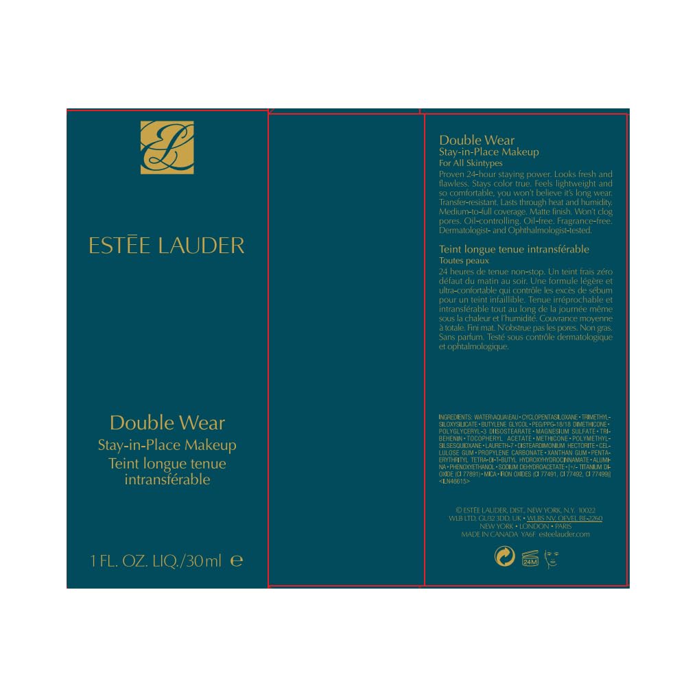 Estée Lauder Double Wear Stay-in-Place 24-Hour Long-Wear Matte Foundation, 30 ml, 3N1 Ivory Beige Estee Lauder