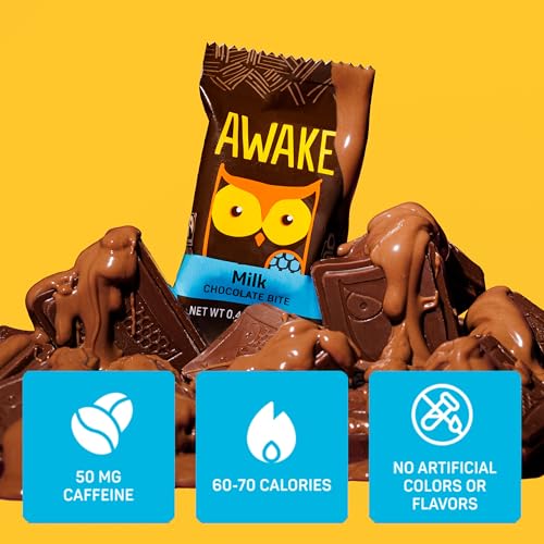 AWAKE Caffeinated Chocolate Bites Variety Pack - 50mg Caffeine, 50 Count (Peanut Butter, Milk & Caramel)