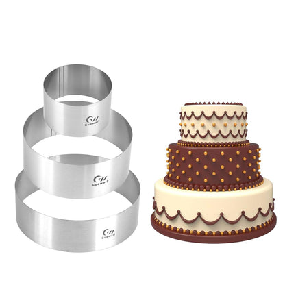 Guowall 4/6/8 inch Cake Rings for Baking Stainless Steel Mousse Ring Mold 3 Sizes Round Pastry Biscuit Cutter - Height 6 cm 🍁 All In One Marketplace Canada