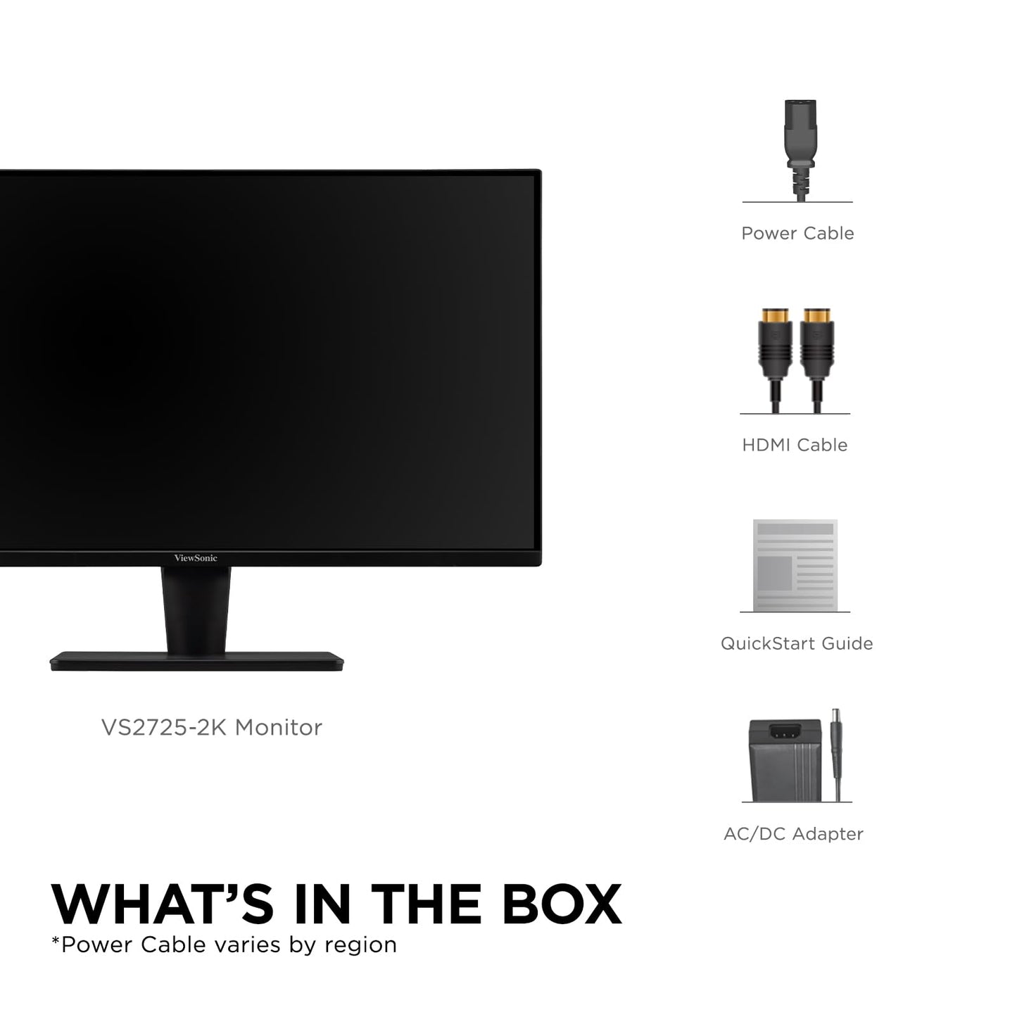 ViewSonic VS2725-2K 27 Inch QHD 1440p Monitor with 100Hz, HDMI, DisplayPort, and Variable Refresh Rate for Home and Office ViewSonic