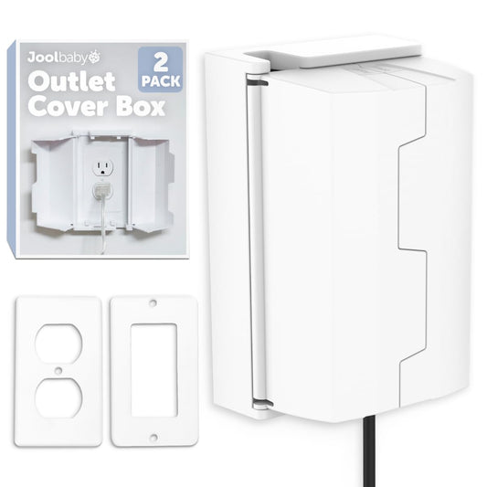 Outlet Cover Box for Child Safety (2 Pack) Duplex & Decorator Electrical Outlet Plates, Concealed Access Buttons, and Spacious Compartment - Jool Baby - Available at All In One Marketplace Canada