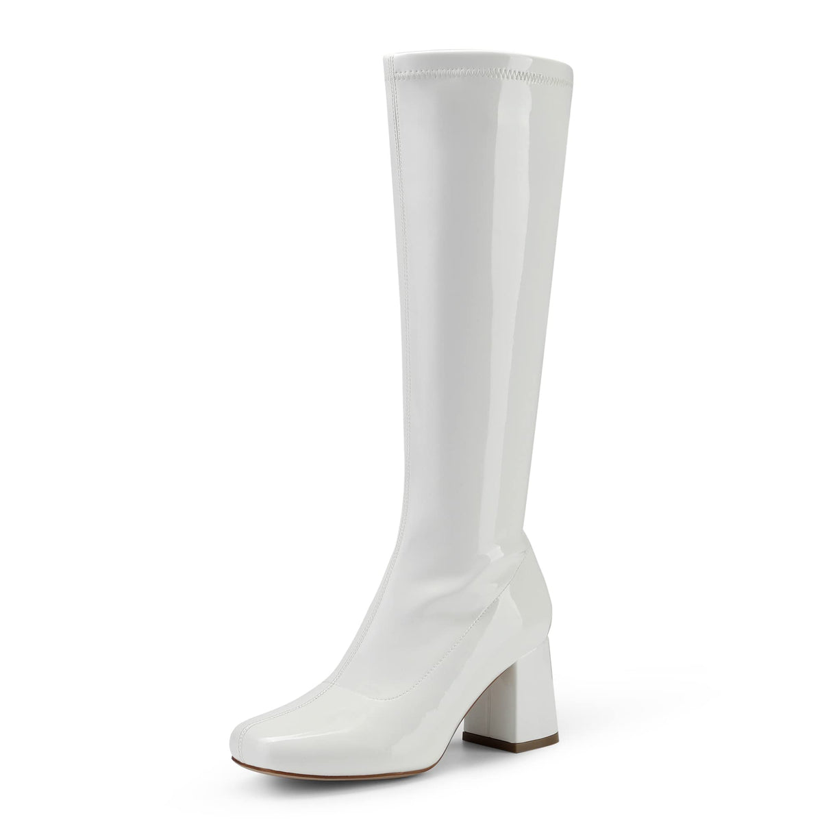 DREAM PAIRS Women Knee High Chunky Gogo Boots,White/Patent/Pu,8 🍁 All In One Marketplace Canada