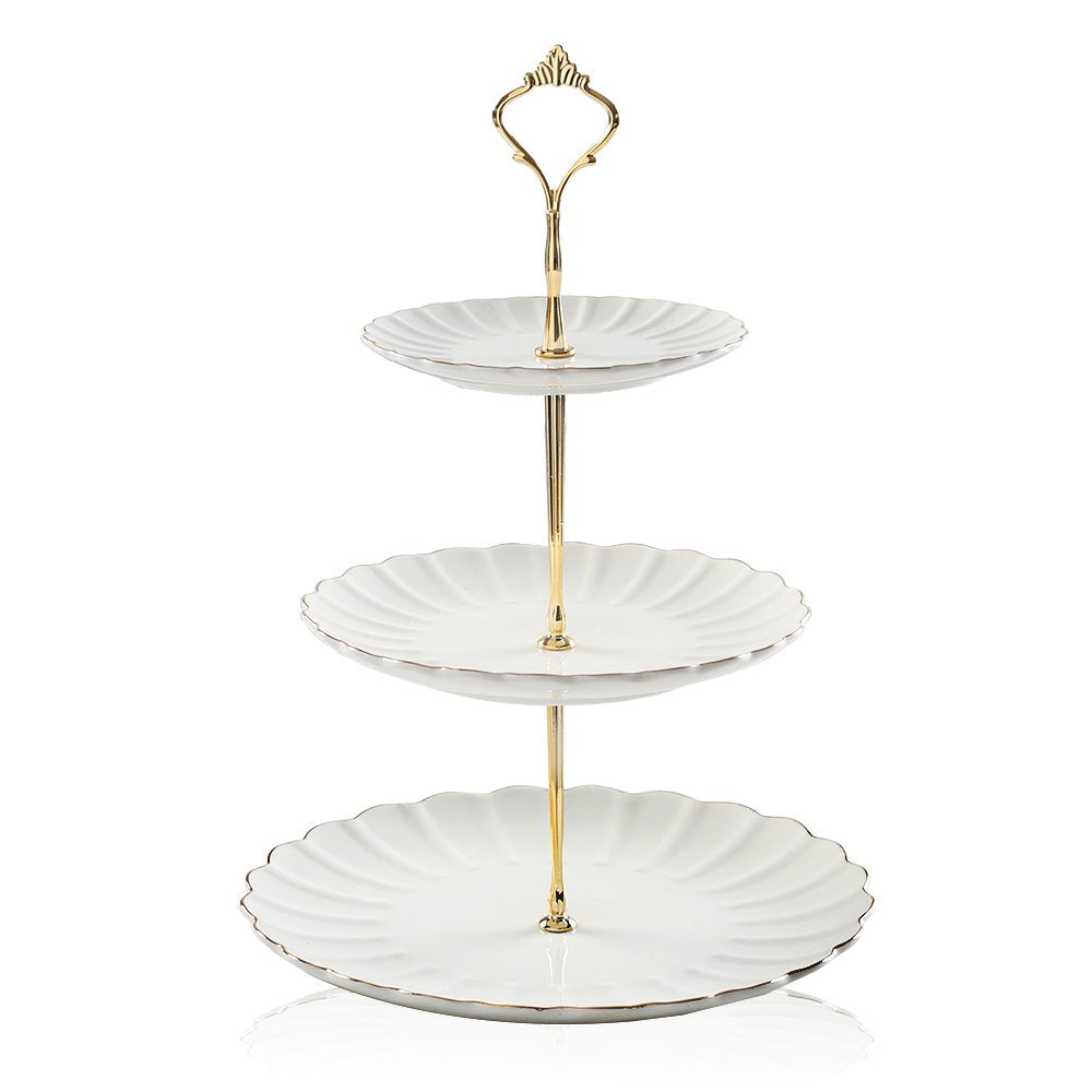 Pukka Home 3 Tier Ceramic Cake Stand Wedding, Dessert Cupcake Stand for Tea Party Serving Platter 🍁 All In One Marketplace Canada