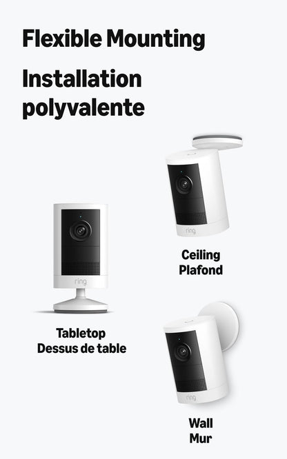 Caméra d'extérieur Ring 2K (dernier modèle), filaire, sécurité pour domicile ou entreprise, vidéo 2K grand angle, zoom amélioré 6x, vision nocturne, blanc