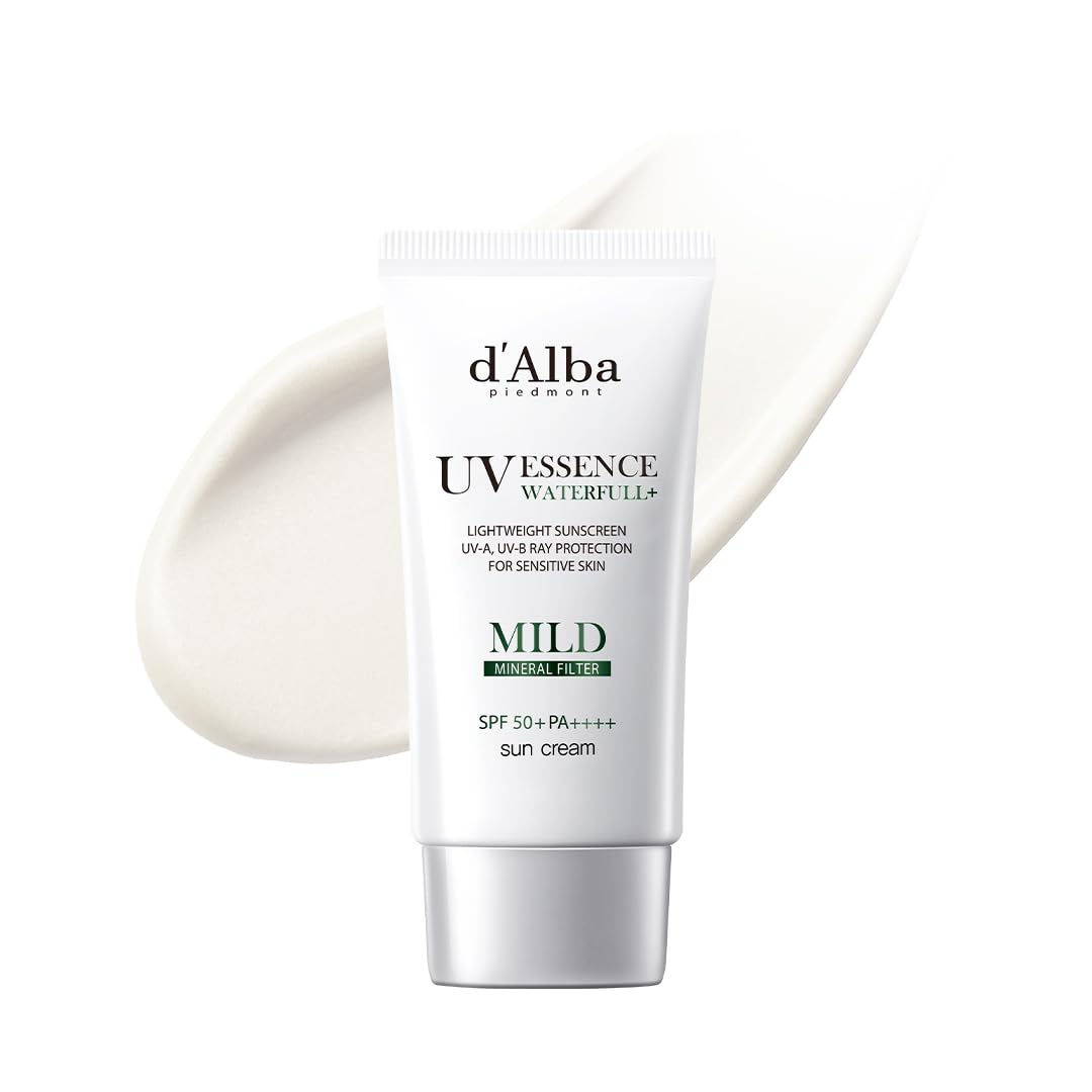 d'alba Piedmont Italian White Truffle Waterfull Mild Sunscreen, Vegan, Mineral Sunscreen, SPF 51+ PA++++, Non-Nano Sunscreen Suitable for all Sensitive Skin, Gentle & Light Finish, Korean Skincare (50ml)