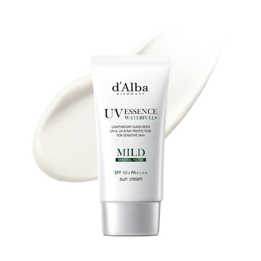 d'alba Piedmont Italian White Truffle Waterfull Mild Sunscreen, Vegan, Mineral Sunscreen, SPF 51+ PA++++, Non-Nano Sunscreen Suitable for all Sensitive Skin, Gentle & Light Finish, Korean Skincare (50ml)
