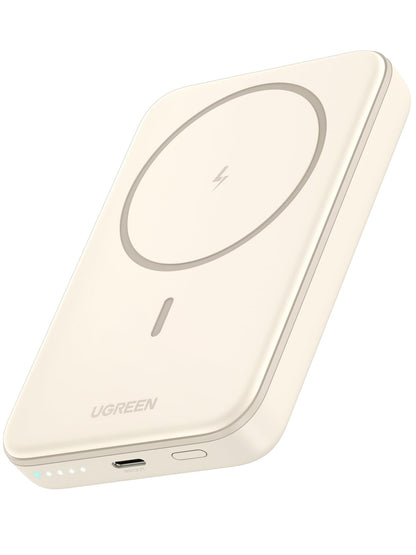 UGREEN 10000mAh PD 20W Magnetic Portable Charger, 7.5W Wireless Charging wiht Built-in USB C in/Out Battery Pack, Power Bank with 0.5M Cable Compatible with Magsafe, iPhone 16/15 Pro Max, White
