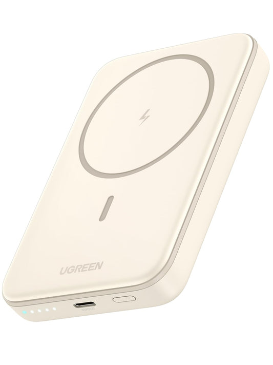 UGREEN 10000mAh PD 20W Magnetic Portable Charger, 7.5W Wireless Charging wiht Built-in USB C in/Out Battery Pack, Power Bank with 0.5M Cable Compatible with Magsafe, iPhone 16/15 Pro Max, White
