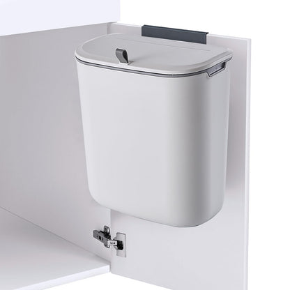 ELPHECO Compost Bin, 2.5 Gallon Hanging Trash Can with Lid, Kitchen Cabinet Door Under Sink Plastic Garbage Can Wall Mounted Slide Open, White - Available at All In One Marketplace Canada