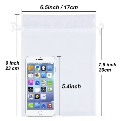 HRX Package 100pcs Sheer Organza Bags White, 6 x 9 inches Christmas Wedding Shower Party Favors Gift Drawstring Bags Large Mesh Jewelry Pouches 🍁 All In One Marketplace Canada