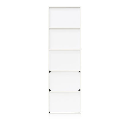 Furinno LUDER Book Shelf, 5-Cube Bookshelf, Bookcase with Open Shelf, 9.4 x 15.8 x 52, for Living Room, Bedroom, Home Office, White