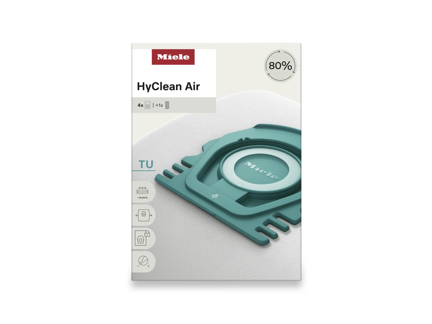 Miele HyClean Air TU Vacuum Cleaner Bags for Miele Guard S1/L1 Vacuum Cleaners, Pack of 4 Vacuum Bags and 1 AirClean Exhaust Filter – 12774420 Miele