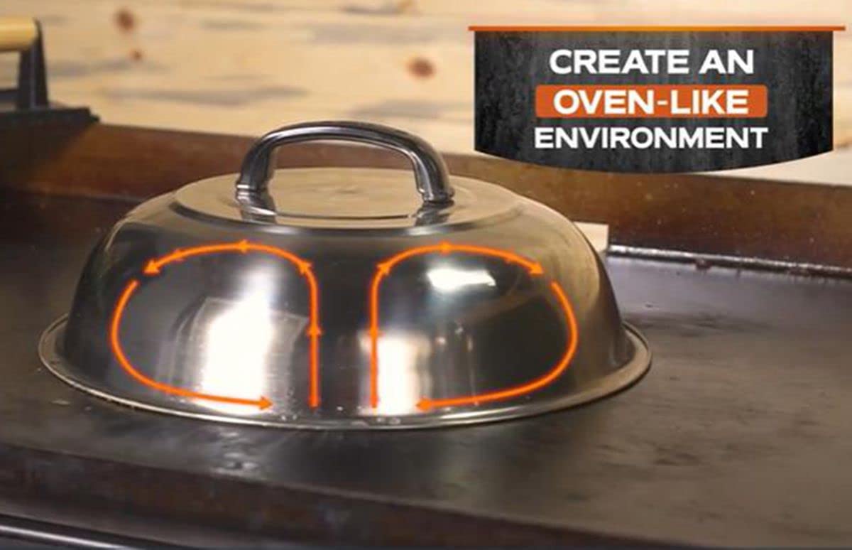 RunTo Griddle Accessories 12 Inch Round Stainless Steel Basting Cover - Cheese Melting Dome and Steaming Cover, Best for Use in Flat Top Griddle Grill Cooking Indoor or Outdoor - Available at All In One Marketplace Canada