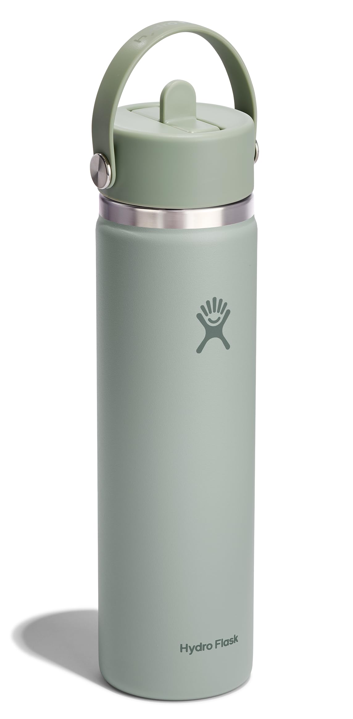 Hydro Flask 24 Oz Stainless Steel Wide Mouth Water Bottle with Leakproof Flex Straw Cap, Agave