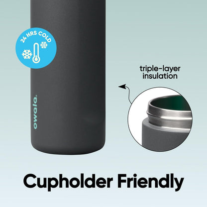 Owala FreeSip Insulated Stainless Steel Water Bottle with Straw for Sports and Travel, BPA-Free, 24oz, Foggy Tide