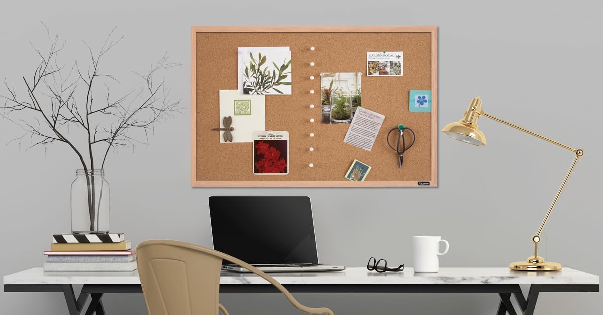 Quartet Natural Cork Bulletin Board, 23” x 17”, Wood Finish MDF Frame, Self-healing Cork (2642638034) 🍁 All In One Marketplace Canada